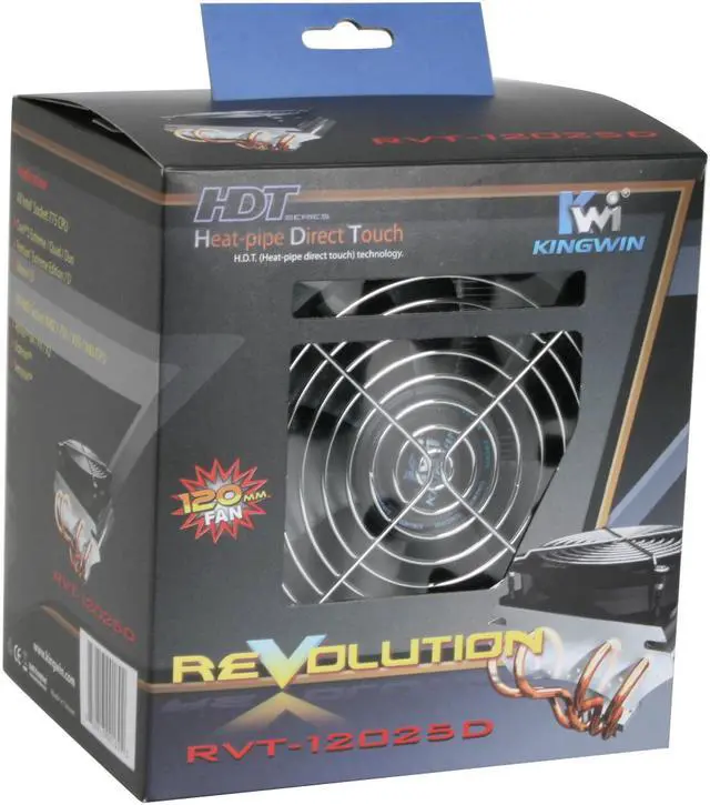 Alt view image 12 of 12 - KINGWIN Revolution RVT-12025D 120mm H.D.T. CPU Cooler