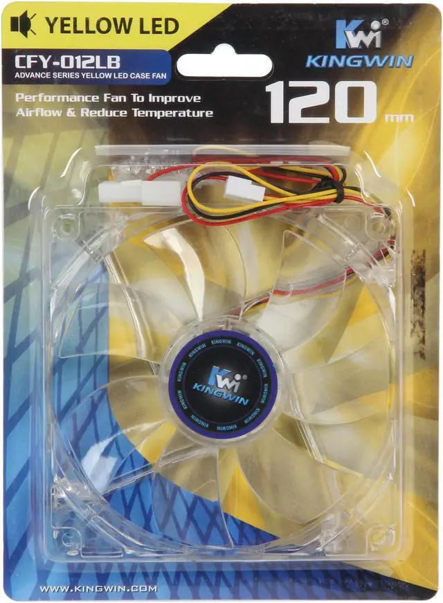 Alt view image 5 of 5 - KINGWIN CFY-012LB Yellow LED Case Fan