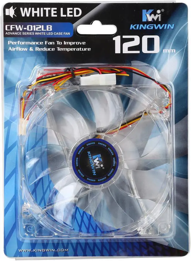 Alt view image 5 of 5 - KINGWIN CFW-012LB White LED 120 x 120 x 25 mm long life bearing case fan
