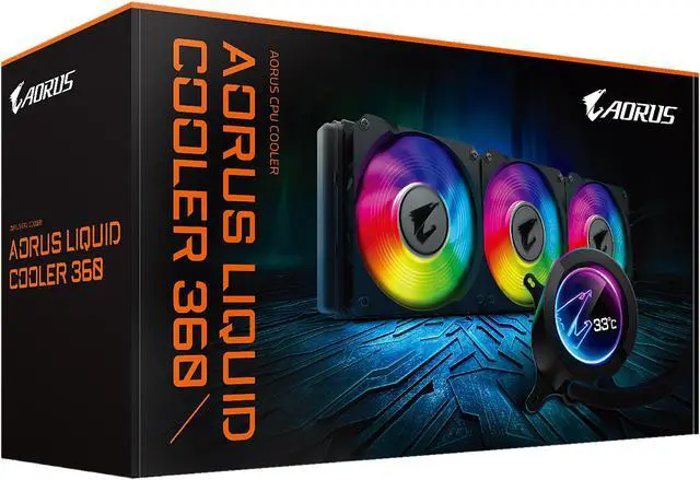 Alt view image 6 of 6 - AORUS RGB Liquid Cooler 360, 360mm Radiator, Triple 120mm Windforce PWM Fans, Customizable Full Color LCD Display, Advanced RGB Lighting and Control, Intel 115X/2066, AMD AM4, TR4