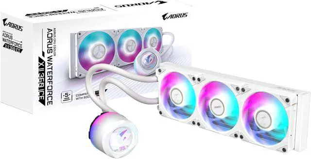 Alt view image 2 of 5 - AORUS WATERFORCE X II 360 ICE Liquid CPU Cooler, 360mm Radiator with 3x 120mm low noise ARGB Fans, compatible with Intel LGA 1851, LGA 1700, and AMD AM5 (GP-AORUS WATERFORCE X II 360 ICE)