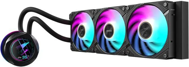 Alt view image 2 of 5 - AORUS WATERFORCE X II 360 Liquid CPU Cooler, 360mm Radiator with 3x 120mm low noise ARGB Fans, compatible with Intel LGA1700 & 1851 and AMD AM5(GP-AORUS WATERFORCE X II 360)