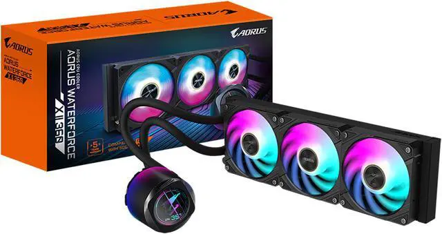 Alt view image 5 of 5 - AORUS WATERFORCE X II 360 Liquid CPU Cooler, 360mm Radiator with 3x 120mm low noise ARGB Fans, compatible with Intel LGA1700 & 1851 and AMD AM5(GP-AORUS WATERFORCE X II 360)