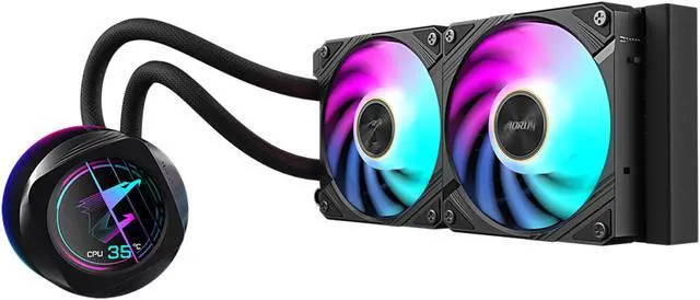 Alt view image 2 of 5 - AORUS WATERFORCE X II 240 Liquid CPU Cooler, 240mm Radiator with 2x 120mm low noise ARGB Fans, compatible with Intel LGA1700, 1851 and AMD AM5(GP-AORUS WATERFORCE X II 240)
