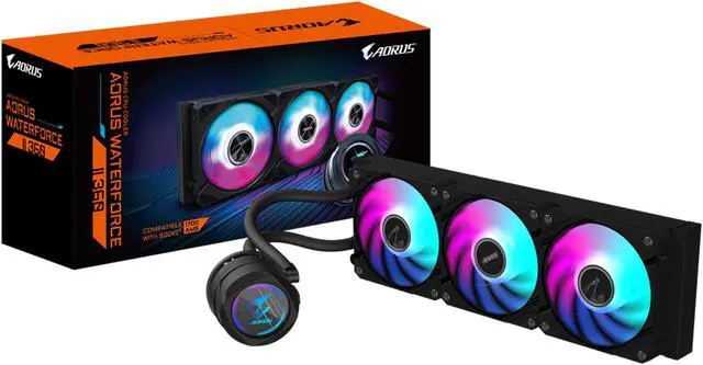 Alt view image 5 of 5 - AORUS WATERFORCE II 360 Liquid CPU Cooler, 360mm Radiator with 3x120mm low noise ARGB Fans, compatible with Intel LGA1700, 1851 and AMD AM5 (GP-AORUS WATERFORCE II 360)