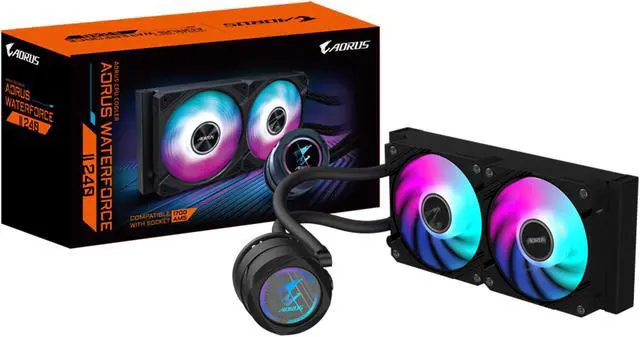 Alt view image 5 of 5 - AORUS WATERFORCE II 240 Liquid CPU Cooler, 240mm Radiator with 2x 120mm low noise ARGB Fans, compatible with Intel LGA1700, 1851 and AMD AM5 (GP-AORUS WATERFORCE II 240)