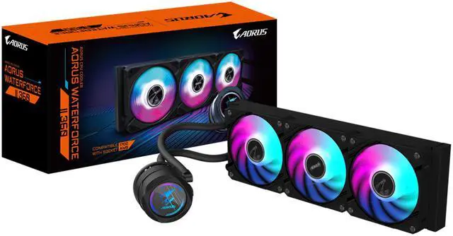 Alt view image 5 of 5 - AORUS WATERFORCE II 360 Liquid CPU Cooler, 360mm Radiator with 3x120mm low noise ARGB Fans, compatible with Intel LGA1700, 1851 and AMD AM5 (GP-AORUS WATERFORCE II 360 G2)