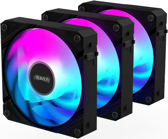 Alt view image 5 of 7 - AORUS EZ CHAIN FAN 120 ICE (3-Pack), 120mm Hydro Dynamic Bearing ARGB Computer Case Fan