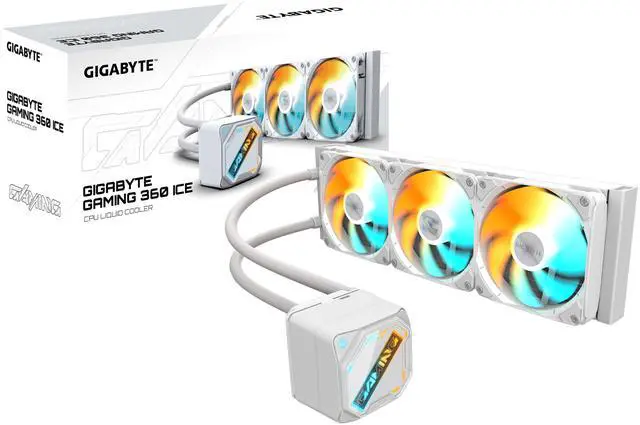 Alt view image 8 of 10 - GIGABYTE GAMING 360 ICE liquid CPU Cooler, 360mm Radiator with 3x 120mm low noise ARGB Fans, compatible with Intel LGA 1851, 1700, 115X, 1200, and AMD AM5, AM4 (GP-GIGABYTE GME 360I)