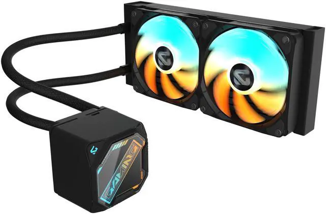 Alt view image 3 of 8 - GIGABYTE GAMING 240 liquid CPU Cooler, 240mm Radiator with 2x 120mm low noise ARGB Fans, compatible with Intel LGA 1851, 1700, 115X, 1200, and AMD AM5, AM4 (GIGABYTE GAMING 240)