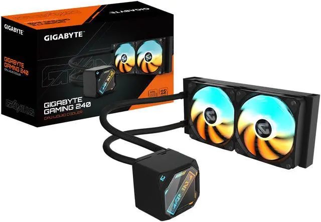 Alt view image 4 of 8 - GIGABYTE GAMING 240 liquid CPU Cooler, 240mm Radiator with 2x 120mm low noise ARGB Fans, compatible with Intel LGA 1851, 1700, 115X, 1200, and AMD AM5, AM4 (GIGABYTE GAMING 240)