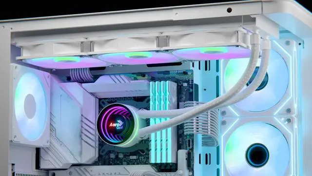 Alt view image 7 of 13 - LIQUID COOLER AeroCool Oasis-L360-WHITE  360MM ARGB LIQUID COOLER  compatibility Intel LGA1851/LGA1700/LGA1200/LGA115X/LGA1366,  AMD AM5/AM4/AM3/AM2/FM2/FM1