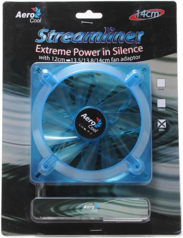 Alt view image 4 of 4 - AeroCool Streamliner-Blue 140mm Case Fan