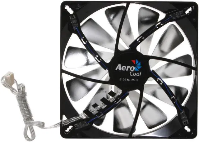 Alt view image 2 of 4 - AeroCool Streamliner-Black 140mm Blue LED Case Cooling Fan