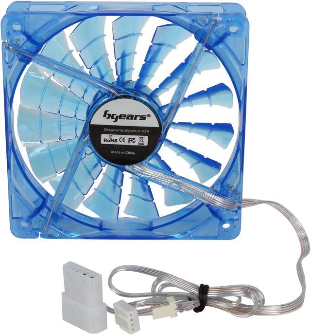 Alt view image 3 of 4 - Bgears b-PWM 120 Translucent Blue with Blue LEDs, 15 Blades 2 Ball Bearing PWM fan with 500 to 2000 RPM, 110 CFM, 37.3dBA