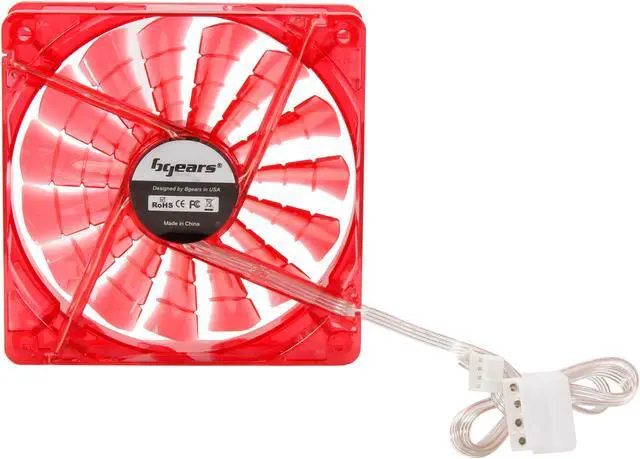 Alt view image 4 of 6 - Bgears b-PWM 120 Translucent Red with Red LEDs, 15 Blades 2 Ball Bearing PWM fan with 500 to 2000 RPM, 110 CFM, 37.3dBA