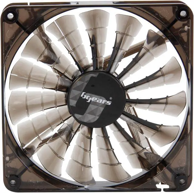 Alt view image 2 of 5 - Bgears b-PWM 140 Translucent Black 15 Blades 2 Ball Bearing PWM fan with 500 to 1800 RPM, 110 CFM, 35.8dBA