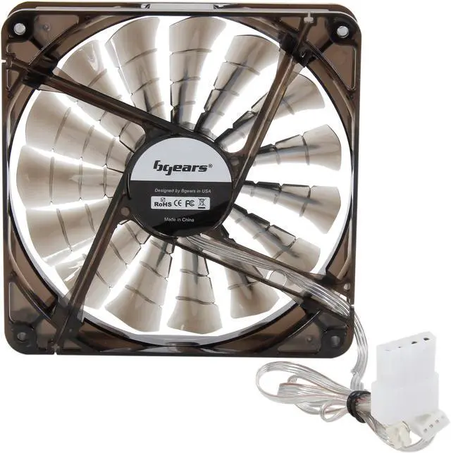 Alt view image 4 of 5 - Bgears b-PWM 140 Translucent Black 15 Blades 2 Ball Bearing PWM fan with 500 to 1800 RPM, 110 CFM, 35.8dBA