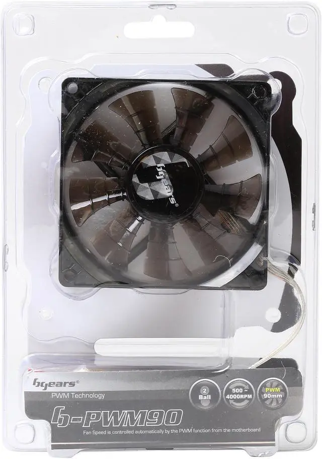 Alt view image 5 of 5 - Bgears b-PWM 90 Translucent Black 2 ball Bearing PWM fan with 500 to 4000RPM, 88CFM, 39dba