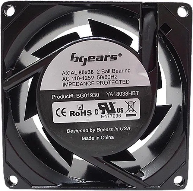 Alt view image 4 of 13 - Bgears b-Blaster-AC 100-125V 2ball bearing Heavy Duty Cast Aluminum 80mm x 38mm 2900 RPM fan