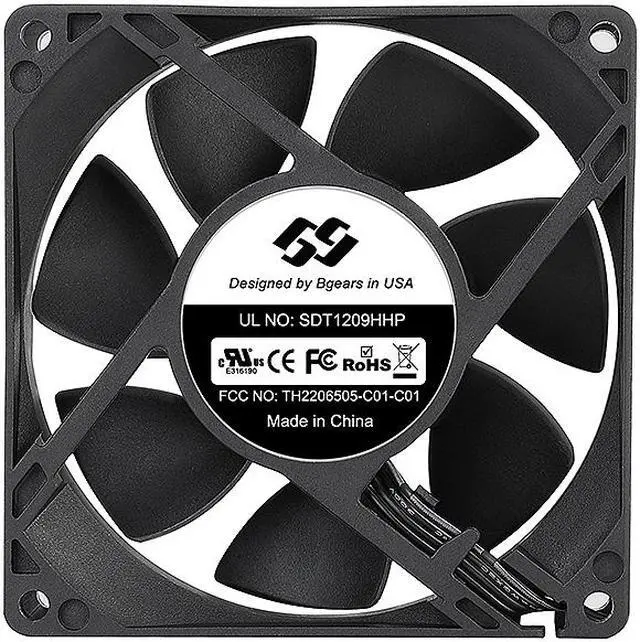 Alt view image 2 of 5 - Bgears b-BlasterPWM 90mm 2 ball bearing PWM fan with speed range from  1200 to 5000 RPM AirFlow 118 CFM 4pin 4wire PWM 12VDC fan.