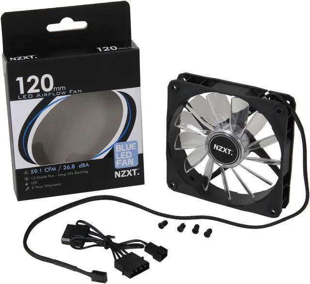 Alt view image 5 of 5 - NZXT Air Flow Series RF-FZ120-U1 Blue LED Case Fan