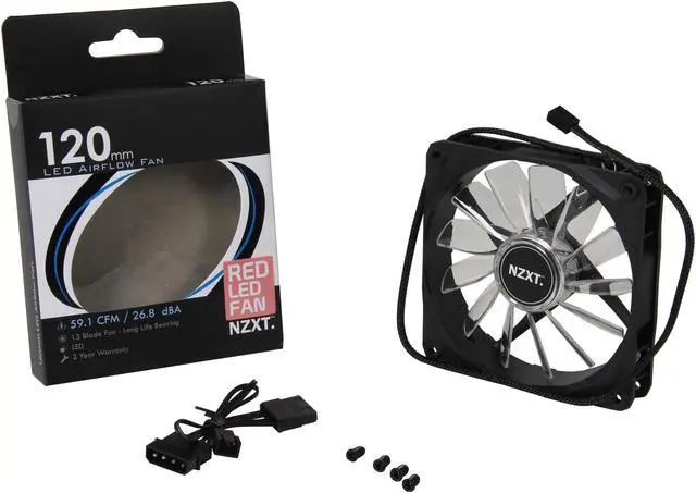 Alt view image 5 of 5 - NZXT Air Flow Series RF-FZ120-R1 Red LED Case Fan