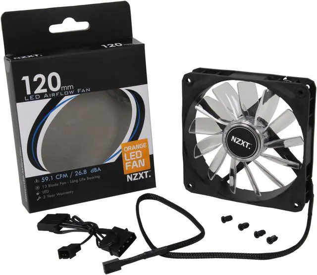 Alt view image 5 of 5 - NZXT Air Flow Series RF-FZ120-O1 Orange LED Case Fan
