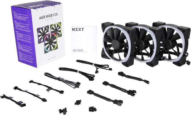 Alt view image 6 of 12 - NZXT RF-AR120-T1 RGB LED Aer RGB120 Triple Pack 3 x Advanced RGB LED PWM Fan for HUE+