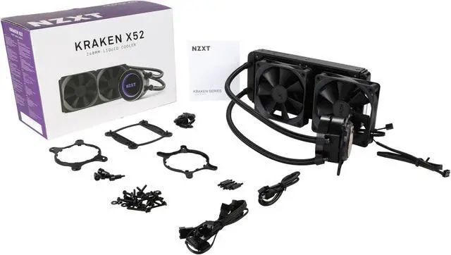 Alt view image 10 of 10 - NZXT Kraken X52 240mm - All-In-One RGB CPU Liquid Cooler - CAM-Powered - Infinity Mirror Design - Performance Engineered Pump - Reinforced Extended Tubing - Aer P120mm Radiator Fan (2 Included)