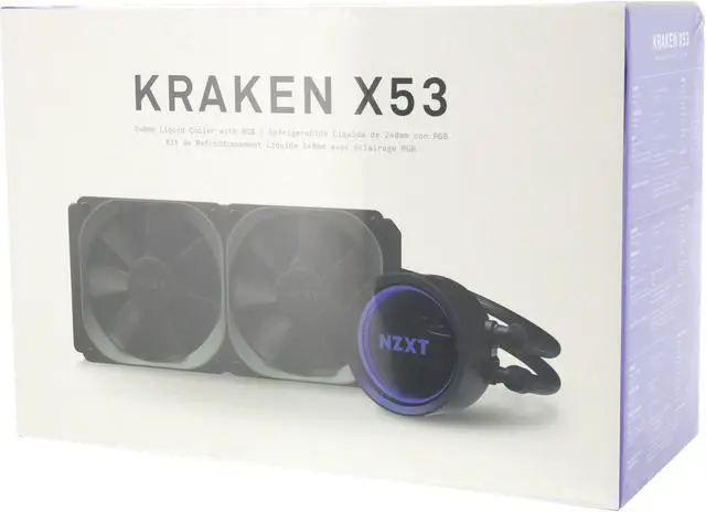 Alt view image 6 of 6 - NZXT Kraken X53 240mm - RL-KRX53-01 - AIO RGB CPU Liquid Cooler - Rotating Infinity Mirror Design - Powered By CAM V4 - RGB Connector - 2 x Aer P120 120mm Radiator Fans LGA 1700 Compatible