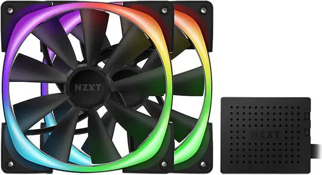 Alt view image 2 of 7 - NZXT HF-2814C-DB 140mm RGB LED Black Aer RGB 2 PWM 1500RPM Fan Twin Stater Pack