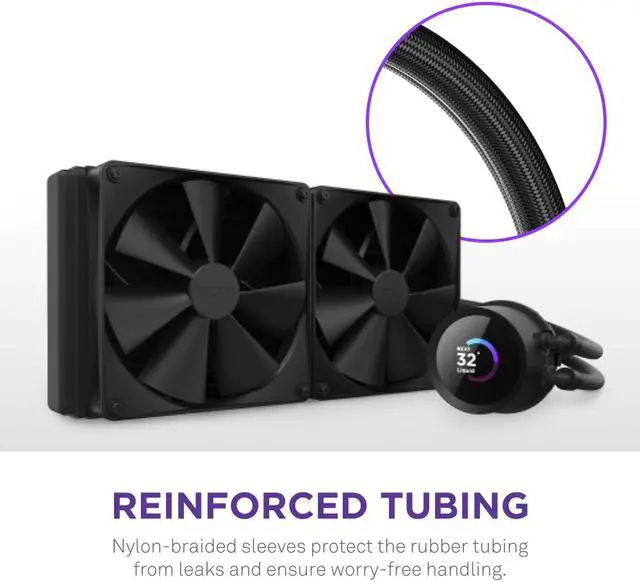 Alt view image 7 of 8 - NZXT Kraken 280mm - RL-KN280-B1 - AIO CPU Liquid Cooler - LCD Display - 2 x F140P Static Pressure Fan Radiator Fans, Intel LGA 1851/1700 & AMD AM5 Compatible