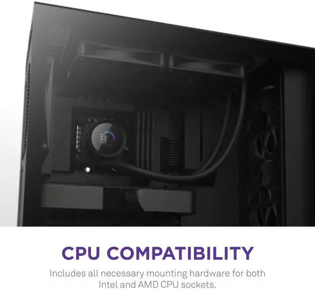 Alt view image 8 of 8 - NZXT Kraken 280mm - RL-KN280-B1 - AIO CPU Liquid Cooler - LCD Display - 2 x F140P Static Pressure Fan Radiator Fans, Intel LGA 1851/1700 & AMD AM5 Compatible