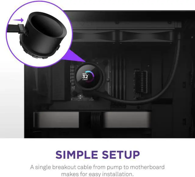 Alt view image 6 of 8 - NZXT Kraken 360mm - RL-KN360-B1 – AIO CPU Liquid Cooler - LCD Display - 3 x F120P Static Pressure Fan Radiator Fans LGA 1851,1700 / AM5 Compatible