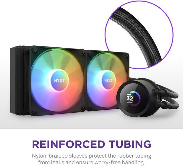 Alt view image 6 of 7 - NZXT Kraken RGB 240mm - RL-KR240-B1 - AIO RGB CPU Liquid Cooler - LCD Display - 2 x F120RGB Core Fans Radiator Fans Black LGA 1700 / AM5 Compatible
