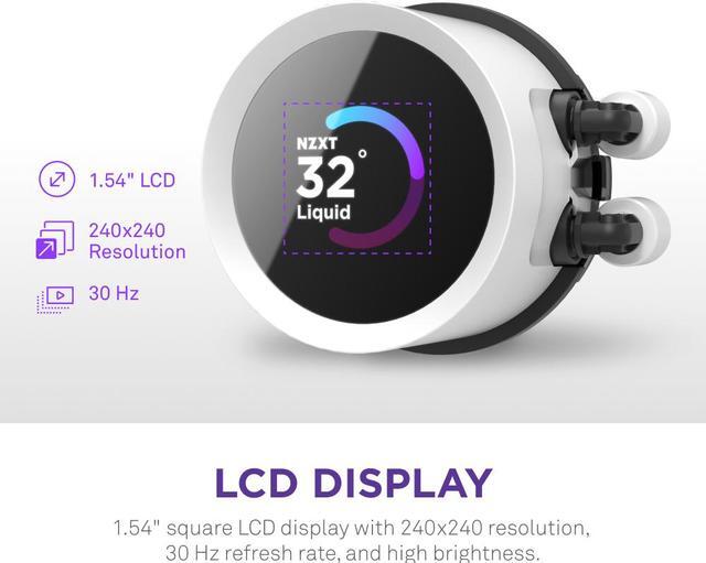 Alt view image 3 of 8 - NZXT Kraken RGB 280mm - RL-KR280-W1- AIO RGB CPU Liquid Cooler - LCD Display - 2 x F140RGB Core Fans Radiator Fans White LGA 1700 / AM5 Compatible