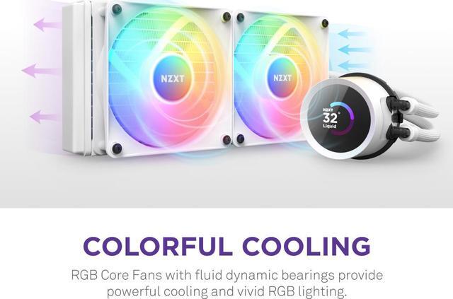 Alt view image 5 of 8 - NZXT Kraken RGB 280mm - RL-KR280-W1- AIO RGB CPU Liquid Cooler - LCD Display - 2 x F140RGB Core Fans Radiator Fans White LGA 1700 / AM5 Compatible
