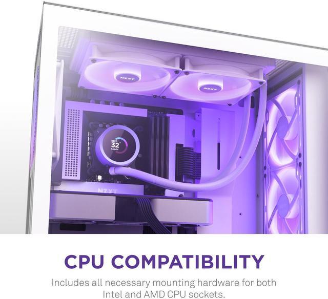 Alt view image 8 of 8 - NZXT Kraken RGB 280mm - RL-KR280-W1- AIO RGB CPU Liquid Cooler - LCD Display - 2 x F140RGB Core Fans Radiator Fans White LGA 1700 / AM5 Compatible