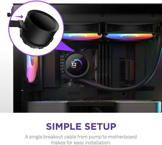 Alt view image 6 of 8 - NZXT Kraken RGB 280mm - RL-KR280-B1 - AIO RGB CPU Liquid Cooler - LCD Display - 2 x F140RGB Core Fans Radiator Fans Black LGA 1851/1700 & AMD AM5 Compatible