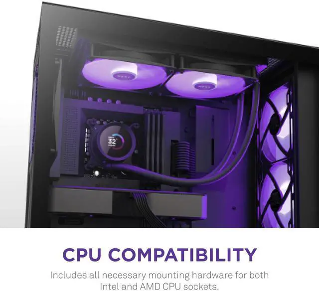 Alt view image 8 of 8 - NZXT Kraken RGB 280mm - RL-KR280-B1 - AIO RGB CPU Liquid Cooler - LCD Display - 2 x F140RGB Core Fans Radiator Fans Black LGA 1851/1700 & AMD AM5 Compatible