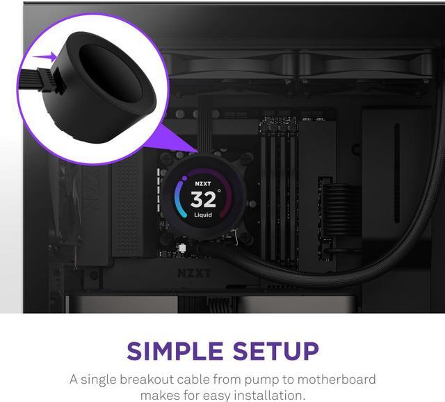 Alt view image 6 of 8 - NZXT Kraken Elite 280mm - RL-KN28E-B1 – AIO CPU Liquid Cooler - Customizable LCD Display - 2 x F140P Static Pressure Fan Radiator Fans LGA 1700 / AM5 Compatible