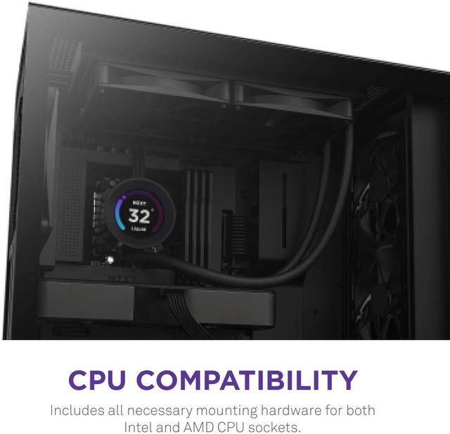 Alt view image 8 of 8 - NZXT Kraken Elite 280mm - RL-KN28E-B1 – AIO CPU Liquid Cooler - Customizable LCD Display - 2 x F140P Static Pressure Fan Radiator Fans LGA 1700 / AM5 Compatible