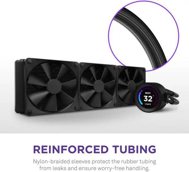 Alt view image 7 of 8 - NZXT Kraken Elite 360mm - RL-KN36E-B1 - AIO CPU Liquid Cooler - Customizable LCD Display - 3 x F120P Static Pressure Fan Radiator Fans LGA 1851,1700 / AM5 Compatible