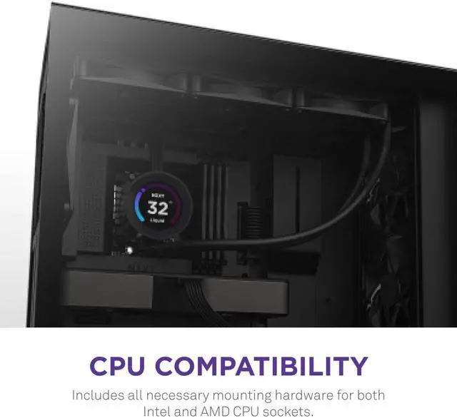 Alt view image 8 of 8 - NZXT Kraken Elite 360mm - RL-KN36E-B1 - AIO CPU Liquid Cooler - Customizable LCD Display - 3 x F120P Static Pressure Fan Radiator Fans LGA 1851,1700 / AM5 Compatible