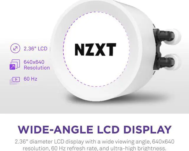Alt view image 3 of 8 - NZXT Kraken Elite RGB 280mm - RL-KR28E-W1 - RGB AIO CPU Liquid Cooler - Customizable LCD Display - 2 x F140RGB Core Fans Radiator Fans White LGA 1851 / 1700 / AM5 Compatible