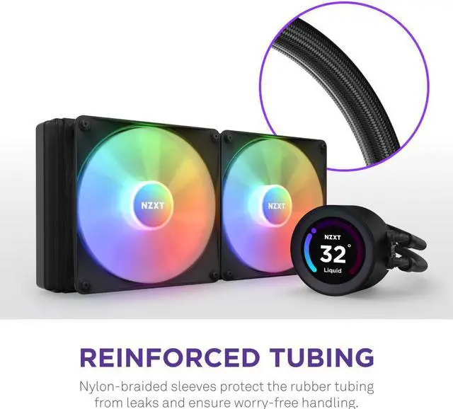 Alt view image 3 of 8 - NZXT Kraken Elite RGB 280mm - RL-KR28E-B1 - RGB AIO CPU Liquid Cooler - Customizable LCD Display - 2 x F140RGB Core Fans Radiator Fans Black LGA 1851 / AM5 Compatible