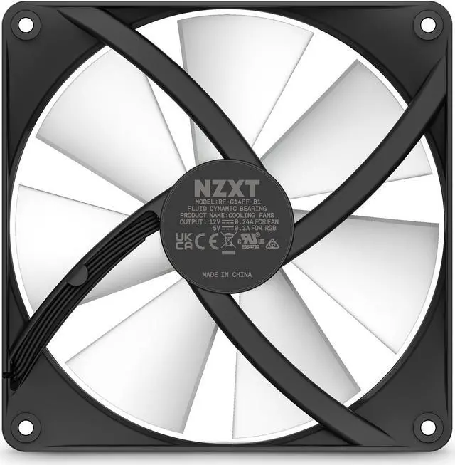 Alt view image 7 of 14 - NZXT F120 RGB Core Fan - RF-C12TF-B1 - 120mm Hub-Mounted RGB Fan - Sublime RGB Lighting - PWM Control - Triple, 120mm Case Fan - Black
