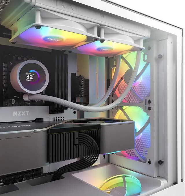 Alt view image 14 of 14 - NZXT F120 RGB Core Fan - RF-C12TF-W1 - 120mm Hub-Mounted RGB Fan - Sublime RGB Lighting - PWM Control - Triple, 120mm Case Fan - White