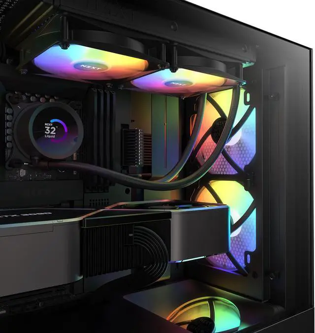 Alt view image 14 of 14 - NZXT F140 RGB Core Fan - RF-C14DF-B1 - 140mm Hub-Mounted RGB Fan - Sublime RGB Lighting - PWM Control - Double, 140mm Case Fan - Black